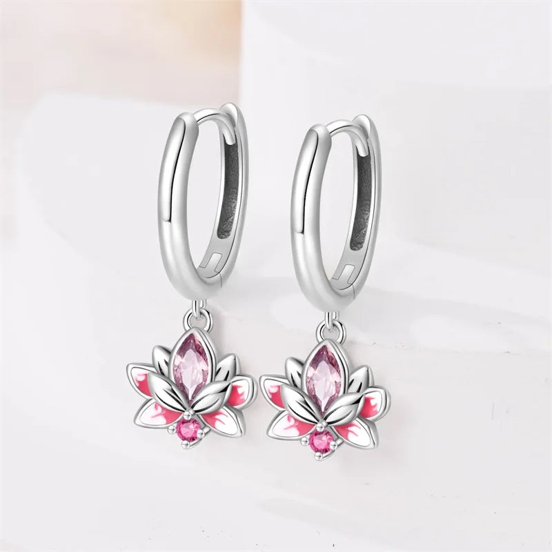 Springtime Earring For Women 925 Sterling Silver Bee Magritte Flower Butterfly Double Hoop Earrings Jewelry Fine New Year Gift