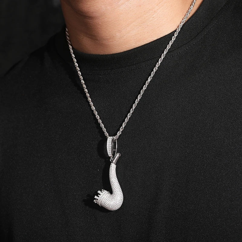 TUHE Unisex 925 Pipe Pendant Necklace Iced Out Moissanite Gold Silver Color Charm Hip Hop Fine Jewelry