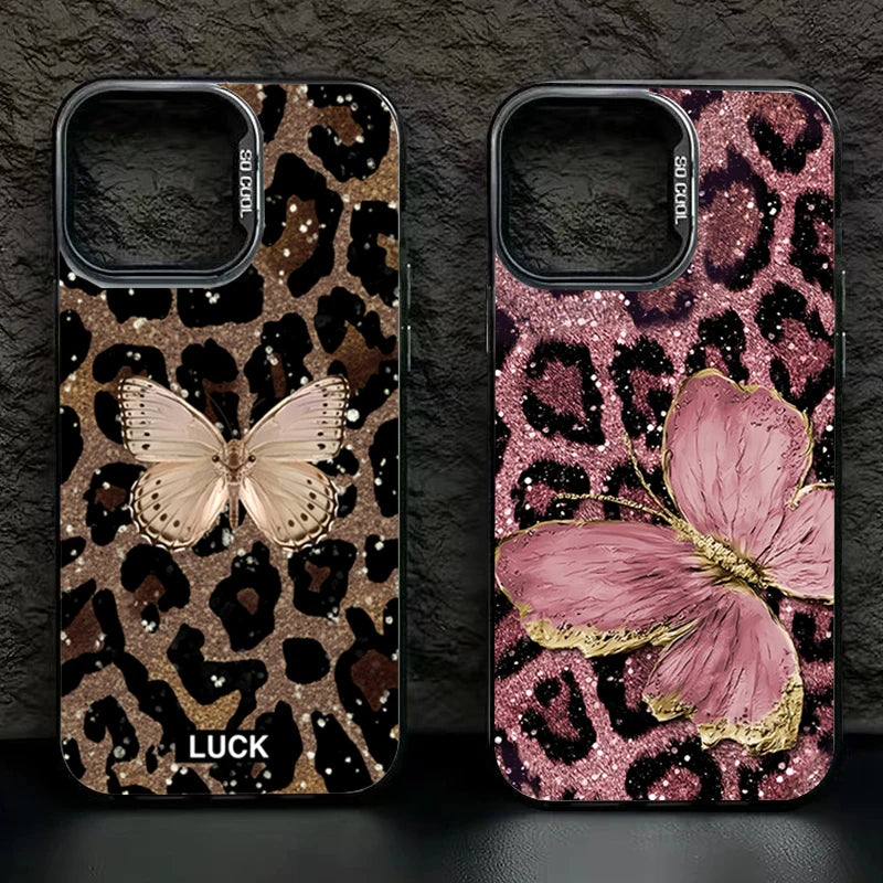 Case for Xiaomi Redmi Note 14 13 12 Pro Plus 5G 12S 11S 11 10S Butterfly Leopard Print Phone Cases for Redmi 14C 13C 12C4G Cover