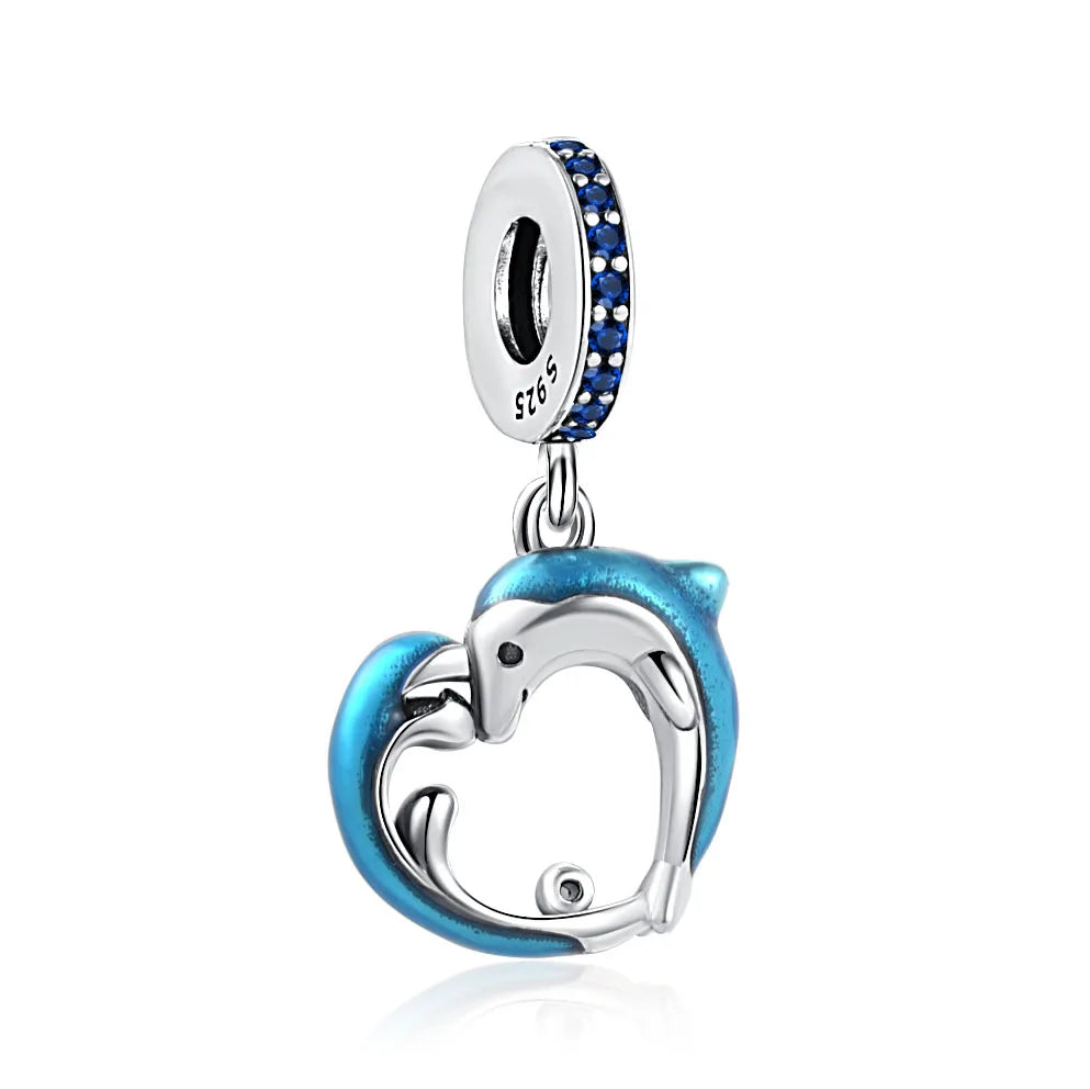 New 925 silver Bule Fish carp Pendant Dangle Charm octopus Bead Fit Original 3mm Bracelet Trinket Jewelry  Women Gift