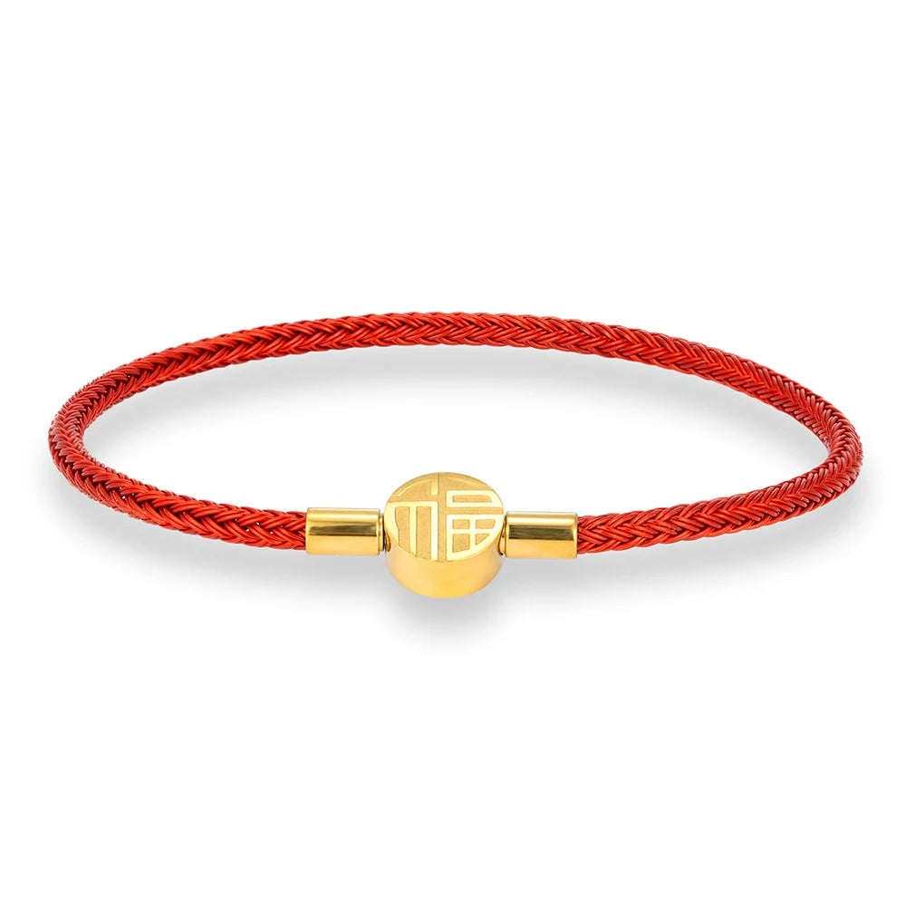 MKENDN Minimalist Non-fading Steel Wire Rope Bracelet Men Women Lucky Red Bracelet 316L Clasp Classic Cuff Charm Bracelet Gifts