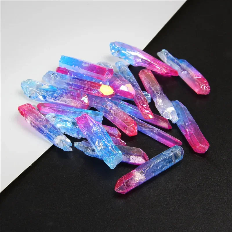 Natural Quartz Stick Beads Top Drilled Rainbow Crystal Loose  Point Beads For Jewelry DIY Healing Hairpin Wedding Halloween Gift