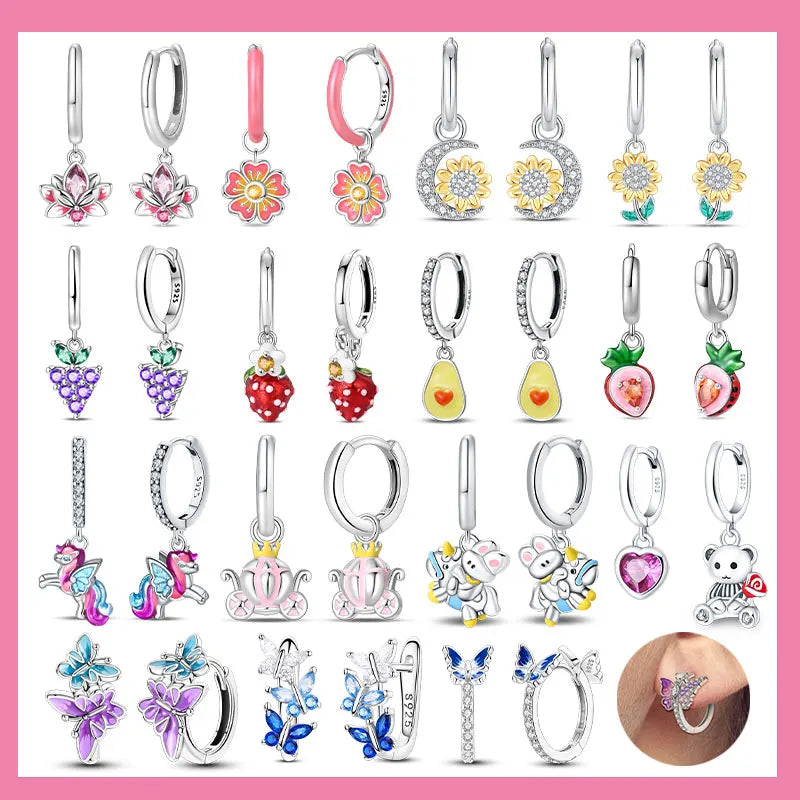 Hot Sale Bee Earrings For Girl Lovely Yellow Black Dancing Bee Happy S925 Hoop Earrings Birthday Gift Silver Jewelry