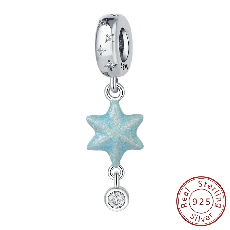 100% Real 925 Sterling Silver Charms Beads Stars Moon Pendant Fit Original Charms Bracelets Bangle DIY Jewelry Gifts