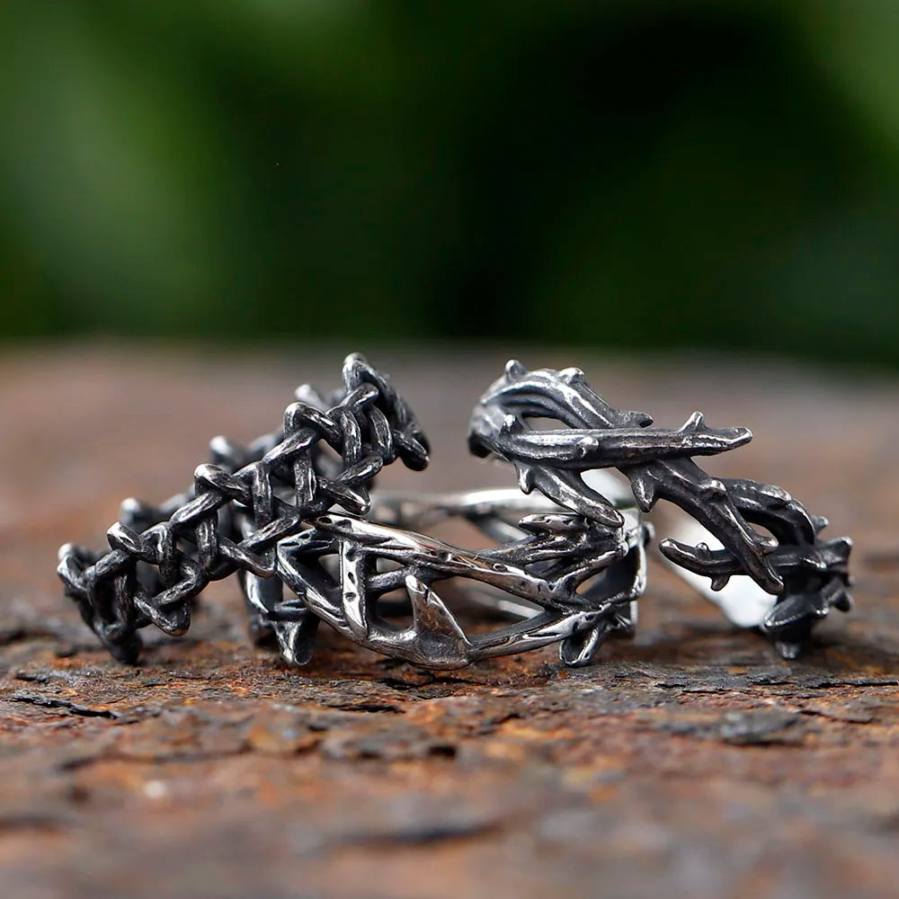 2024 New Personality 316L Stainless Steel Irregular Thorns Couple Ring Retro Finger Anels For Man Women Lovers Jewelry Gift
