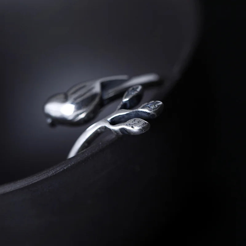 MKENDN 100% 925 Sterling Silver Creative Retro Swallow Bird Rings Punk Street Style Ring for Women Men Animal Jewelry