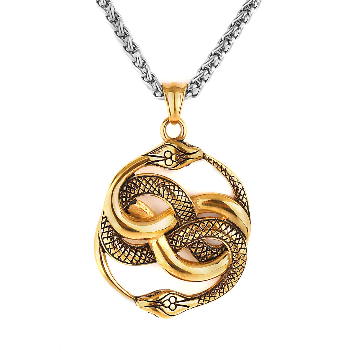 Retro Double Snake Pendant Unisex Fashion Personality Animal Snake 316L Stainless Steel Pendant Necklace Jewelry Gift Wholesale - Madeinsea©
