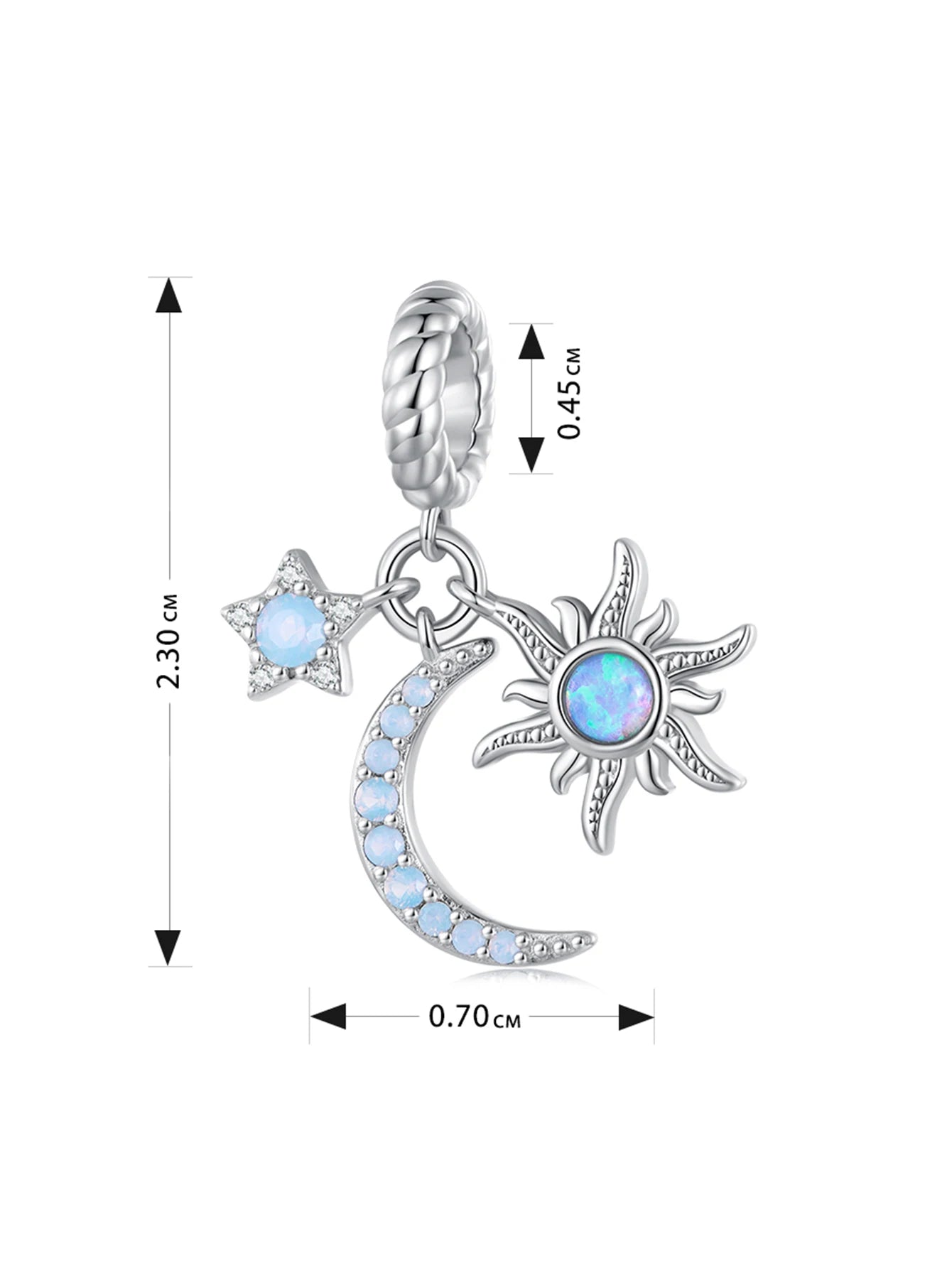 WOSTU 925 Sterling Silver Sun and Moon Charm Pendant White Gold Original Fit for Women Bracelets DIY Birthday Daily Fine Jewelry