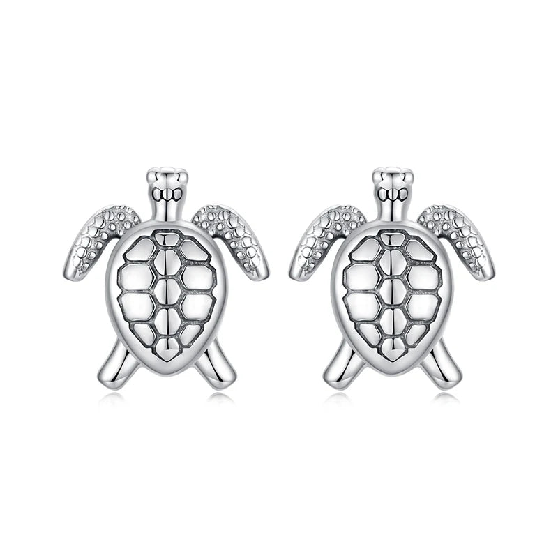 Boucles d'oreilles puces en argent sterling 925 BAMOER, motif tortue, hypoallergéniques, pour femme. Bijou raffiné, style rétro, idéal pour une soirée.