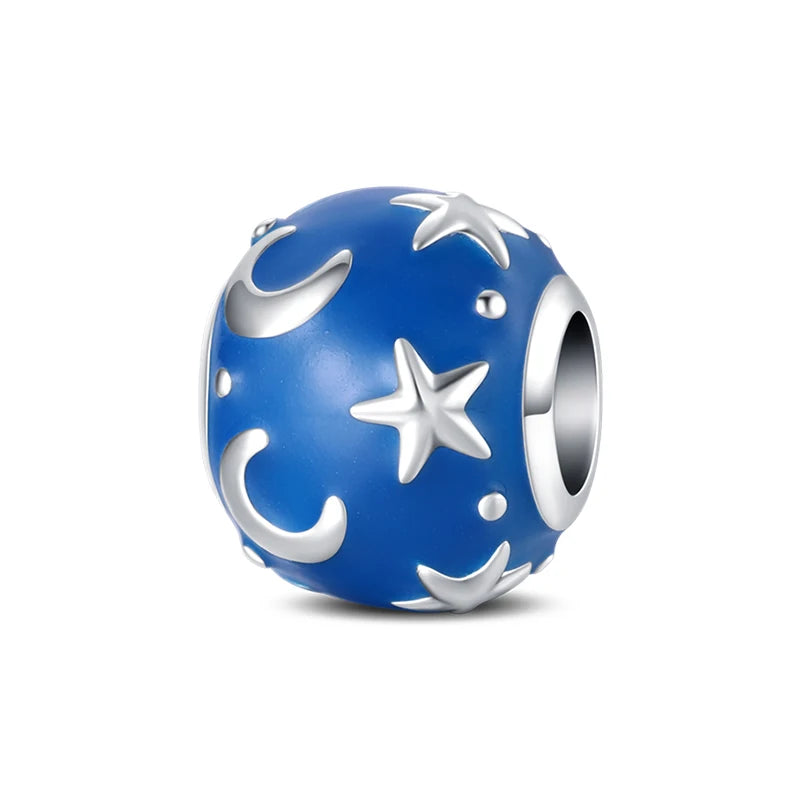 Genuine 925 Silver Evil Eye Blue Zircon Round Lucky Charms Beads Fit Pandach 925 Original Bracelets Fine DIY Birthday Jewelry