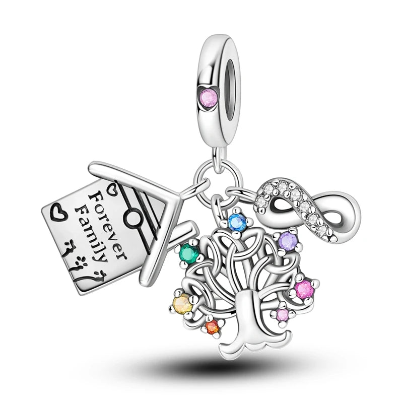 2024 Hot Sales 925 Sterling Silver Pink Charm Beads Pendent For Original Bracelets Charm Dangle Women Gril Jewelry Gifts