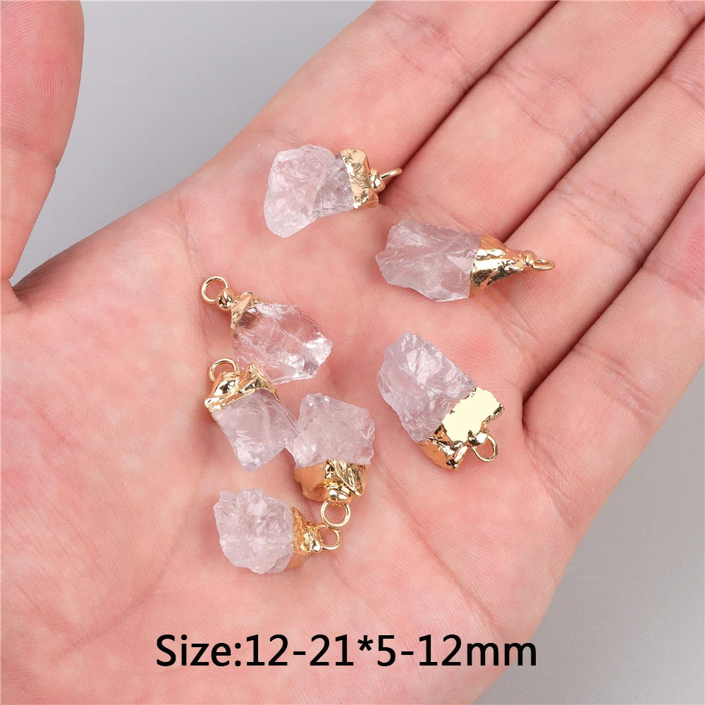 5pcs Natural Rough Stone Pendant Irregular Shape Healing Amethysts Labradorite Agat Quartz Pendants For DIY Handmade Necklace