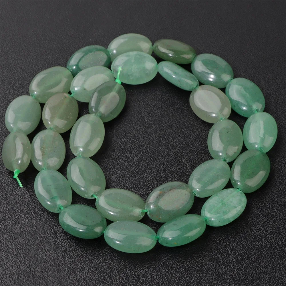 10x15mm Natural Stone Bead Flat Oval Shape Amazonite Rose Quartzs Amethysts Beads For Jewelry Making Necklace Bracelet Handmade