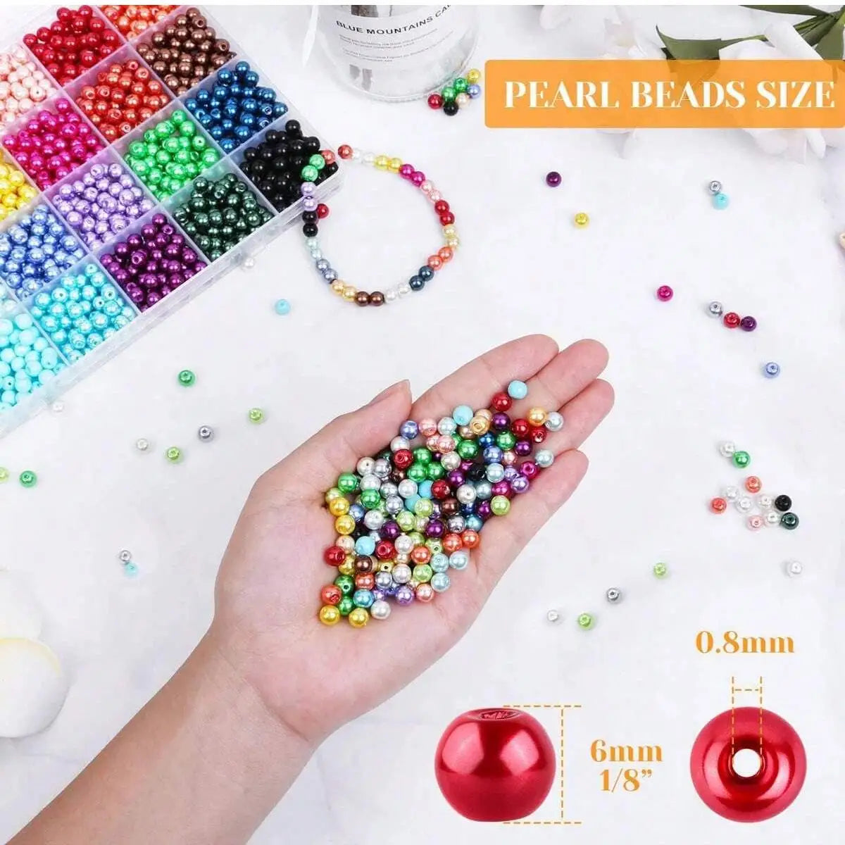 1680pcs 6mm 24 Colors Faux Pearl Set DIY Bracelet Necklace Making Materials with Box