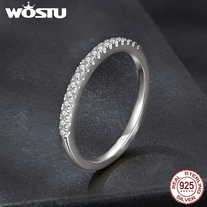 WOSTU Moissanite Wedding band Ring For Women 925 Sterling Silver Eternity Stackable Engagement Rings Multi Gems Band Anillos