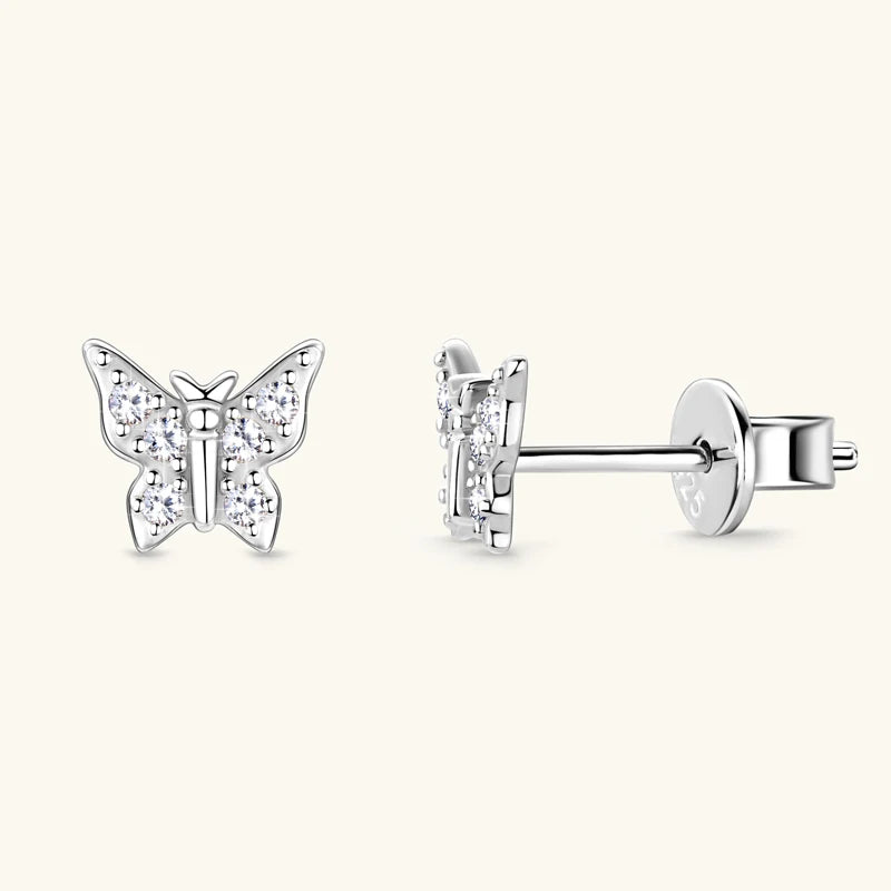 OXTAO 925 Sterling Silver Moissanite Butterfly Earrings Female Jewelry Sparkling Lab Diamond Piercing Earring Gift GRA Certified