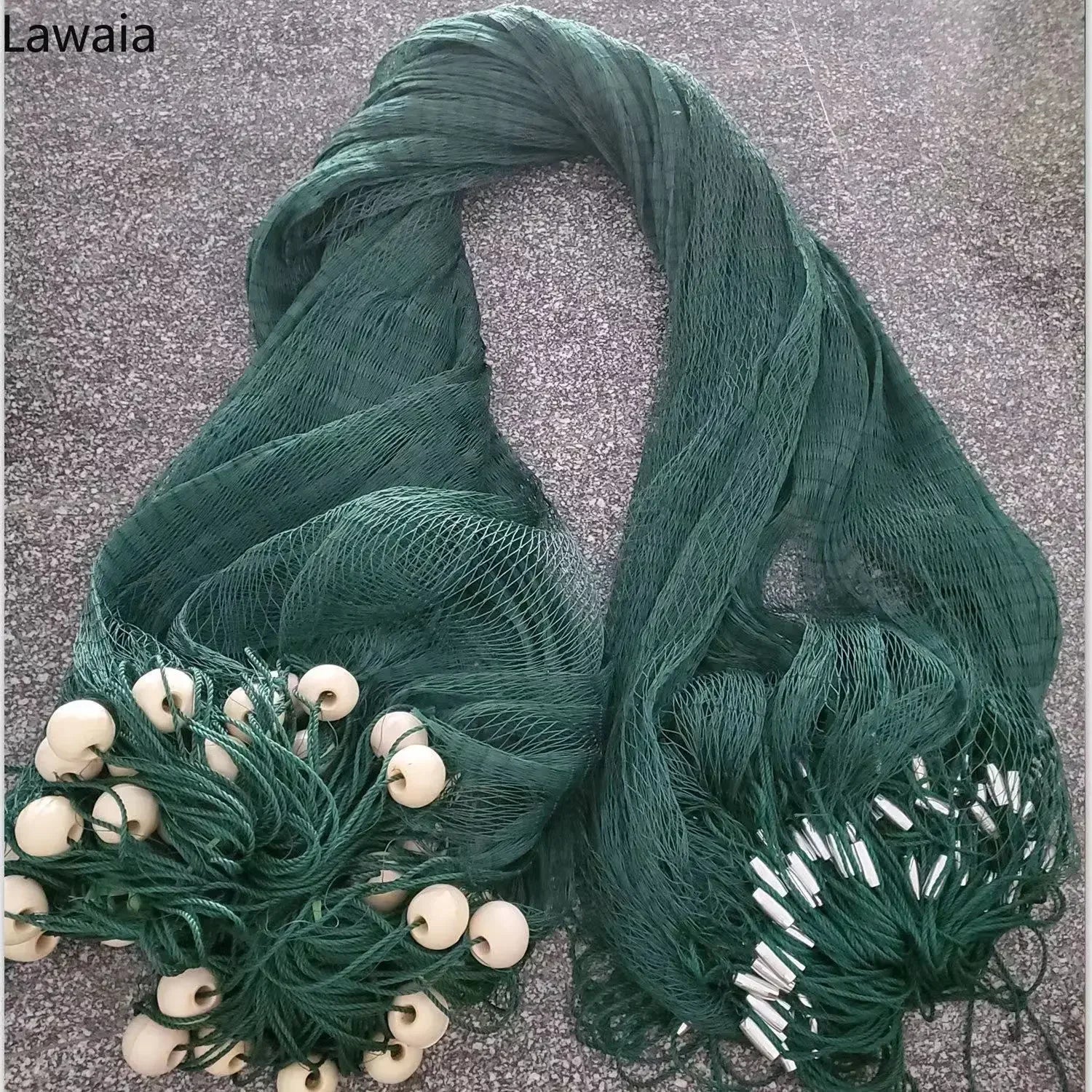 Lawaia Green Multifilament Fishing Trawl Net with Iron Sinker Foam Floats Fish Ponds Dragnet Pull-net 5m 10m Railing Netting