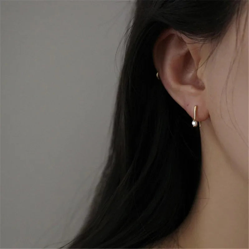 Sparkling Zircon Simple Geometry Earrings 925 Sterling Silver Plated 14k Gold Wedding Jewelry Accessories for Women