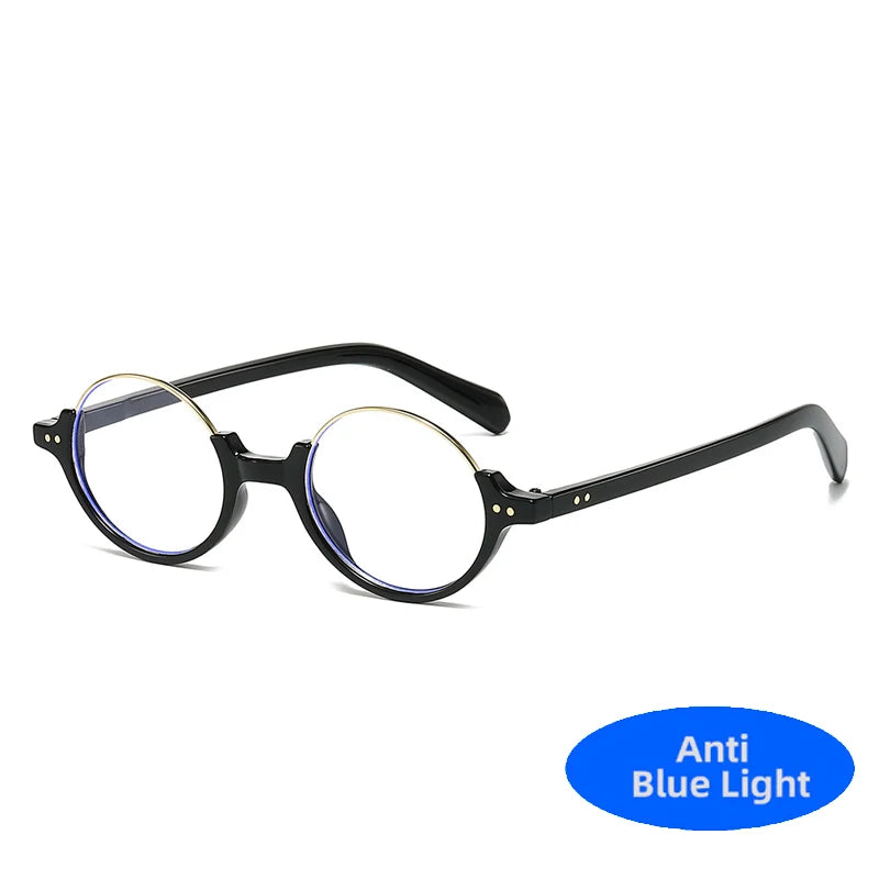 2025 Vintage Halbrahmen Runde Anti Blaulicht Brille Klare Linse Mode Kunststoffrahmen Brille Optische Männer Frauen Brillengestell