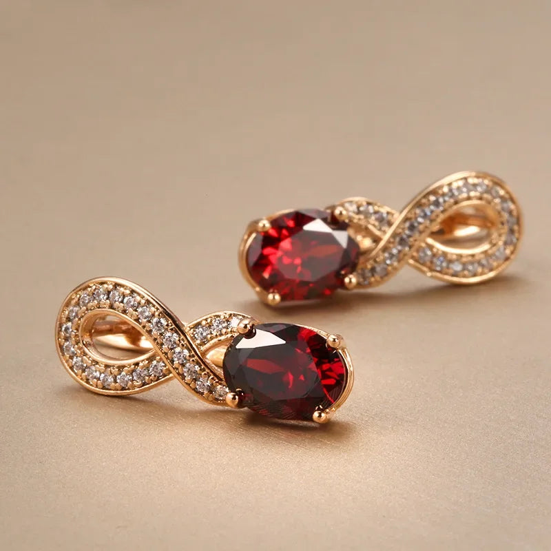2022 New Design Fashion Jewelry Retro Elegant Lady Irregular Ruby Women Earrings 14k Gold Jewelry Real Gold aretes de mujer