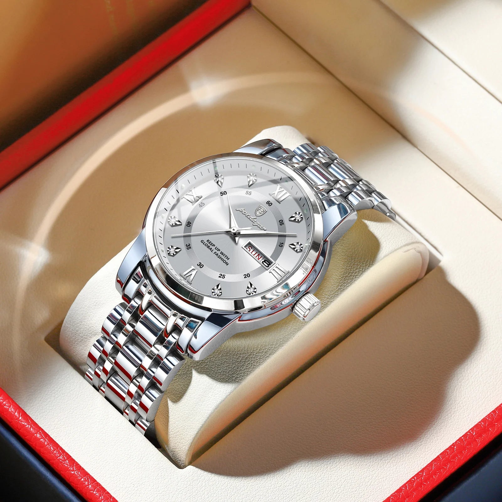 POEDAGAR Luxury Watch for Man Elegant Date Week Waterproof Luminous Men Watch Quartz Stainless Steel Sports Men's Watches reloj - Madeinsea©
