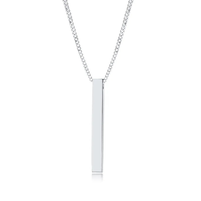 Vnox 3D Vertical Bar Necklaces for Men, Layering Stainless Steel Geometric Pendant, Layered Wheat Rope Cuban Chain, Boy Collar