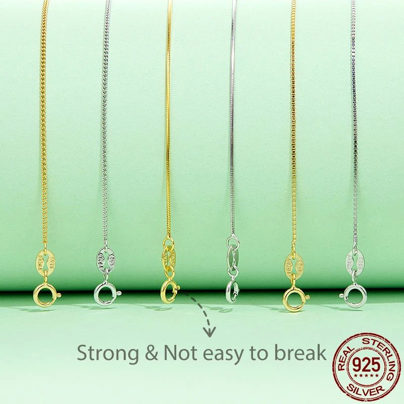 WOSTU  925 Sterling Silver 18K Gold Chain Necklace for Women Girls, 1.2mm Side Chain Super Thin & Strong Necklace Chain