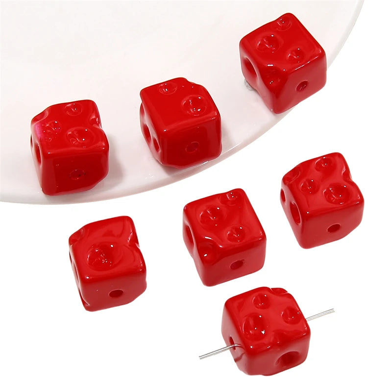 5pcs Cube Cheese Bead Acrylic Spacer Loose Beads For Jewelry Making diy Decorations Bracelet Phone Chain Keychain Accessories