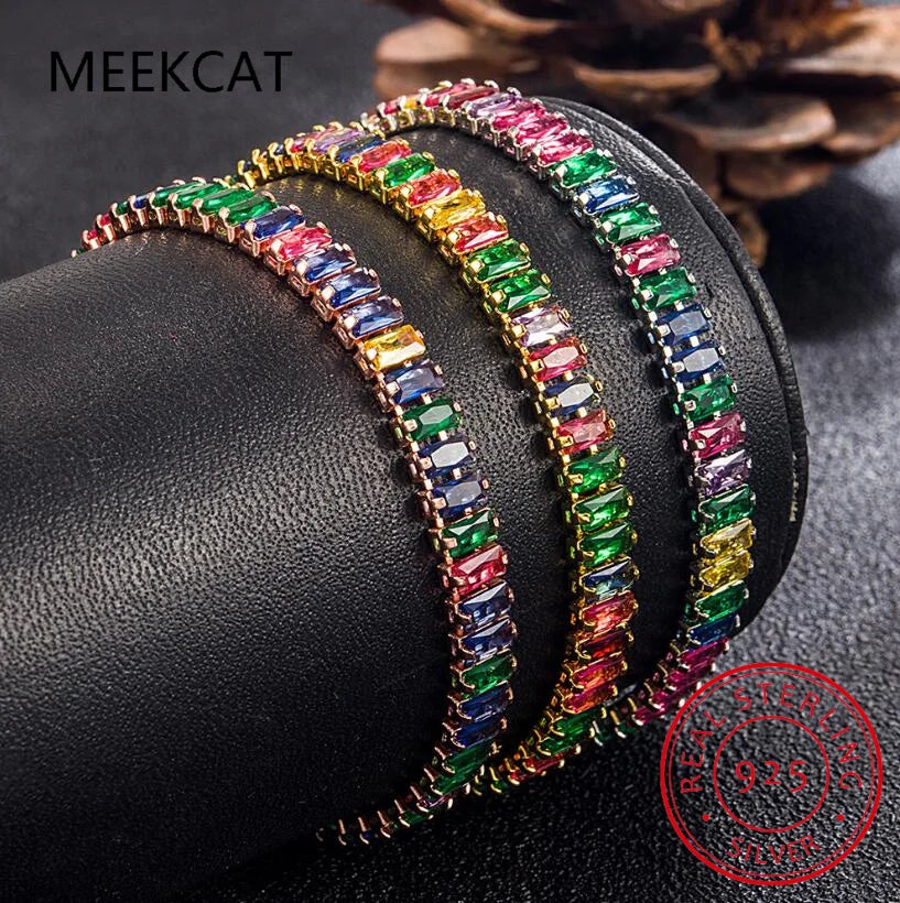 Sparkling 3/4/5/6.5MM Black White Full Moissanite Diamond Tennis Bracelet for Men Women Original S925 Silver Link Bracelets