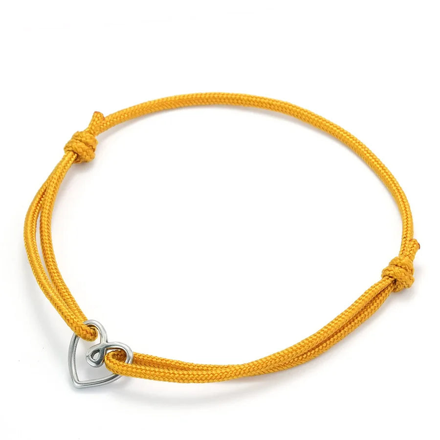 Handgefertigtes Valentinstag-Armband aus Edelstahl, verstellbar, mit Herzanhänger, dünnes Band, Freundschaftsschmuck