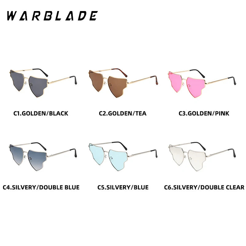 2025 kleine Metallrahmen Herzförmige Punk Sonnenbrille Frauen Luxusmarke Retro Liebe Kern Unregelmäßige Brillen für Damen Shades UV400