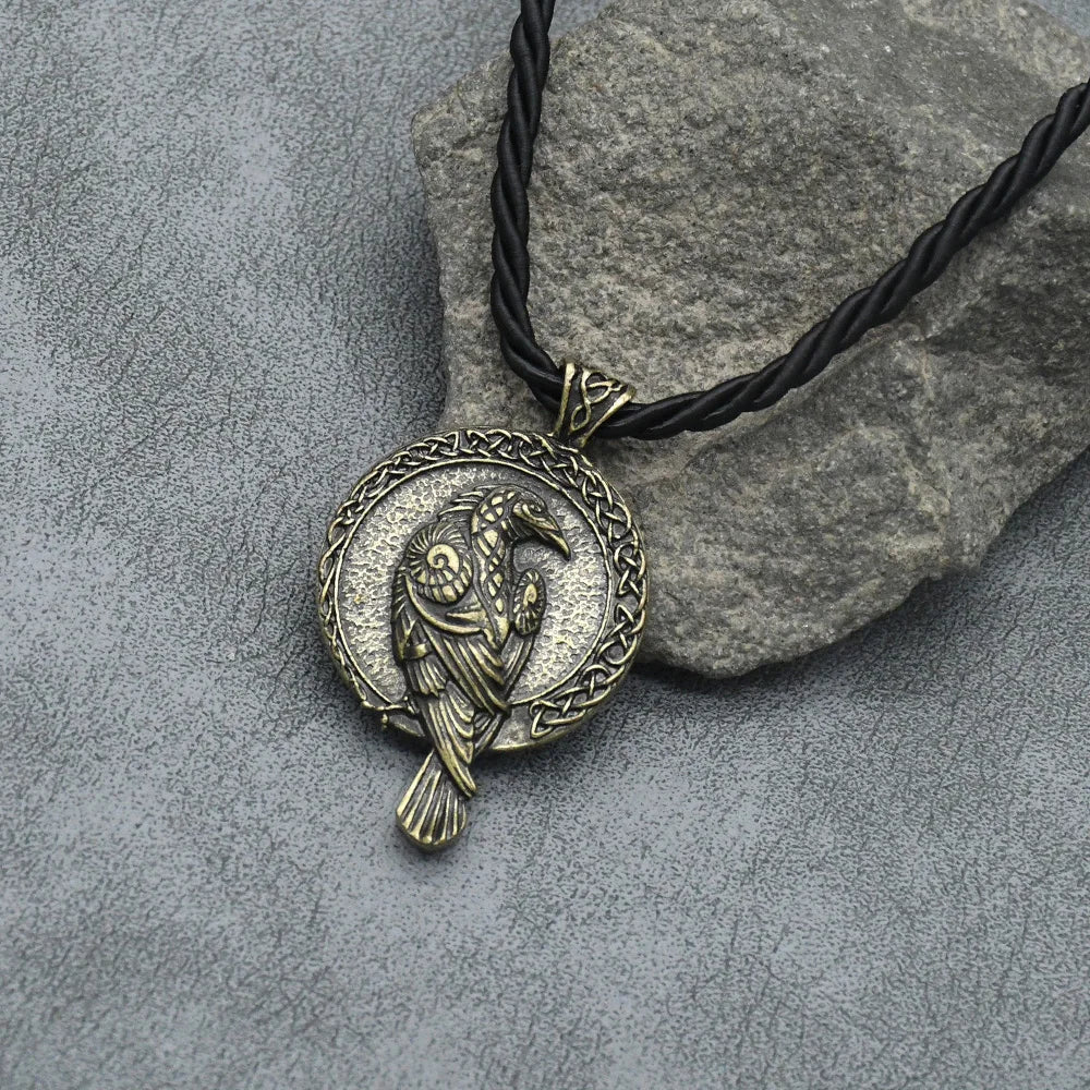 Nordische Mythologie Odin Rabe Wikinger Rune Anhänger Halskette Vintage Keltenknoten Punk Amulett Schmuck Geschenk