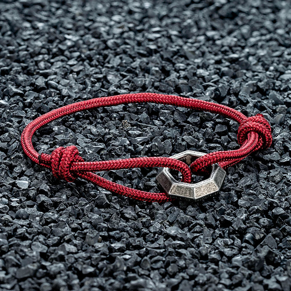 MKENDN New Mens Bracelet with Stainless Steel Rings Adjustable Rope Bracelet Men Women Waterproof Bracelet Gift For Himself