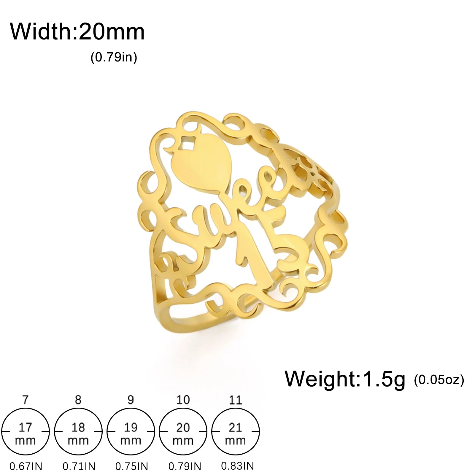 Dreamtimes SWEET Heart Numéro 15 Bagues Pour Femmes Hommes Lettres Creuses Main Doigt Bijoux Accessoires Cadeaux