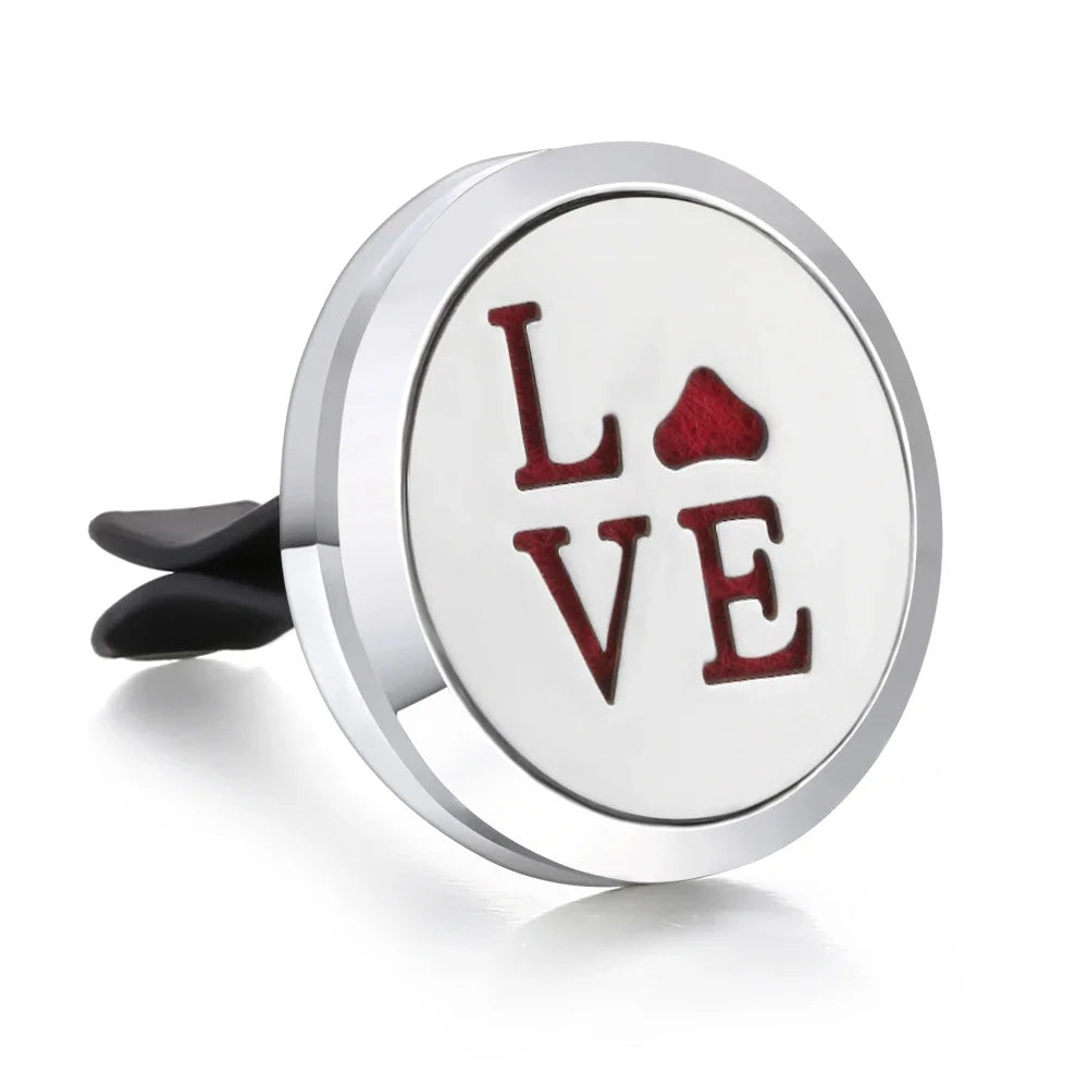 New Aromatherapy Car Perfume Diffuser Stainless Steel 30mm Magnetic Aroma Diffuser Locket Car Air Freshener Vent Clip + 1pcs Pad