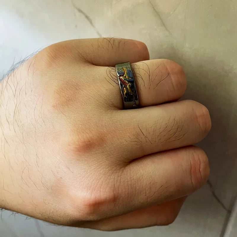 Retro Carved Crack Painting Ring For Women Men Vintage Handmade Open Ring Punk Gothic Accessories Designer Jewelry Love Gift - Madeinsea©