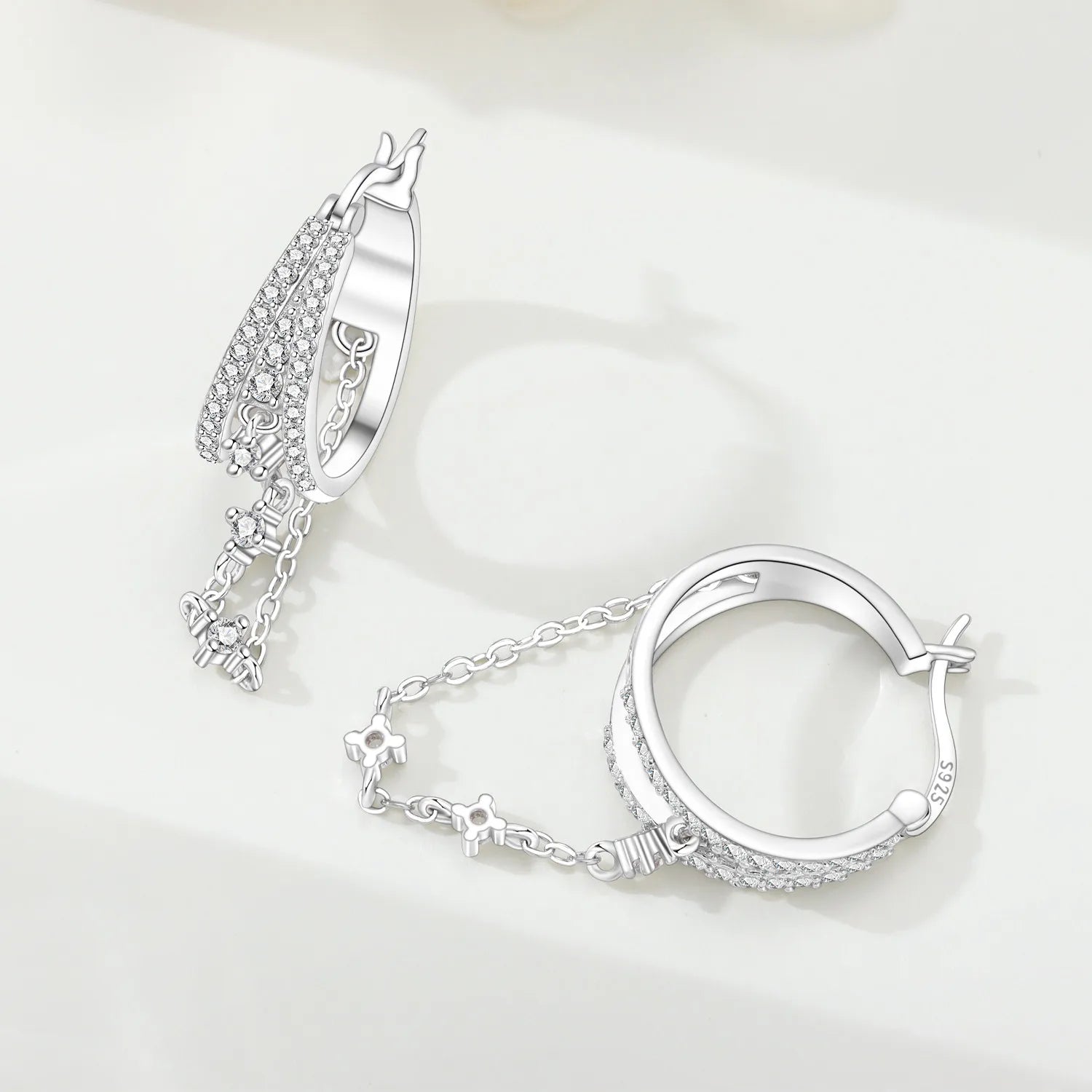 PANPOKI S925 Sterling Silver Multi Circle Tassel Earrings Versatile Hoop Earrings For Women Jewelry Original Party Gifts