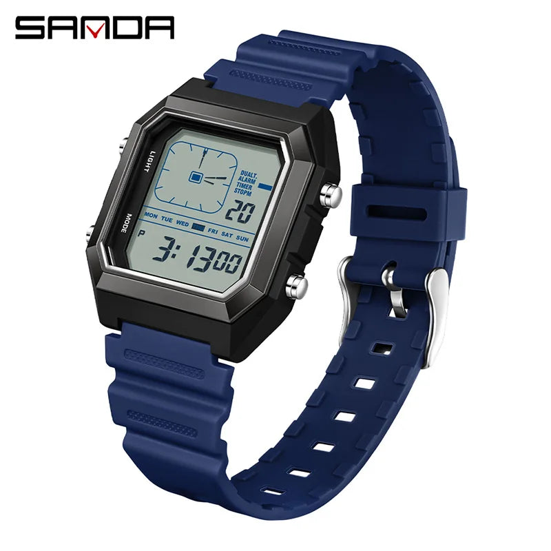 SANDA 6307 Fashion Digital Watches for Man Multifunction Luminous Chronograph Calendar Outdoor Sport Waterproof Electronic Watch