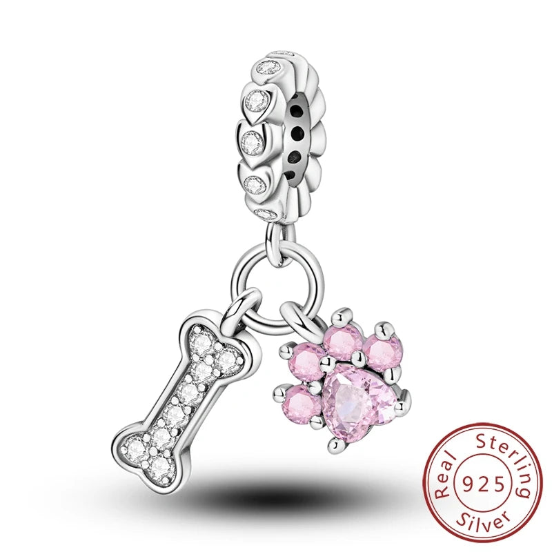 2024 Hot Sales 925 Sterling Silver Pink Charm Beads Pendent For Original Bracelets Charm Dangle Women Gril Jewelry Gifts