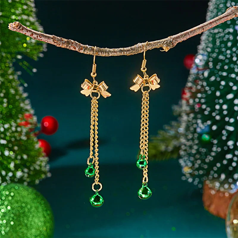 Colorful Crystal Zircon Snowman Dangle Earrings For Women Cute Christmas Tree Snowflake Bow Earring Xmas New Year Party Gifts