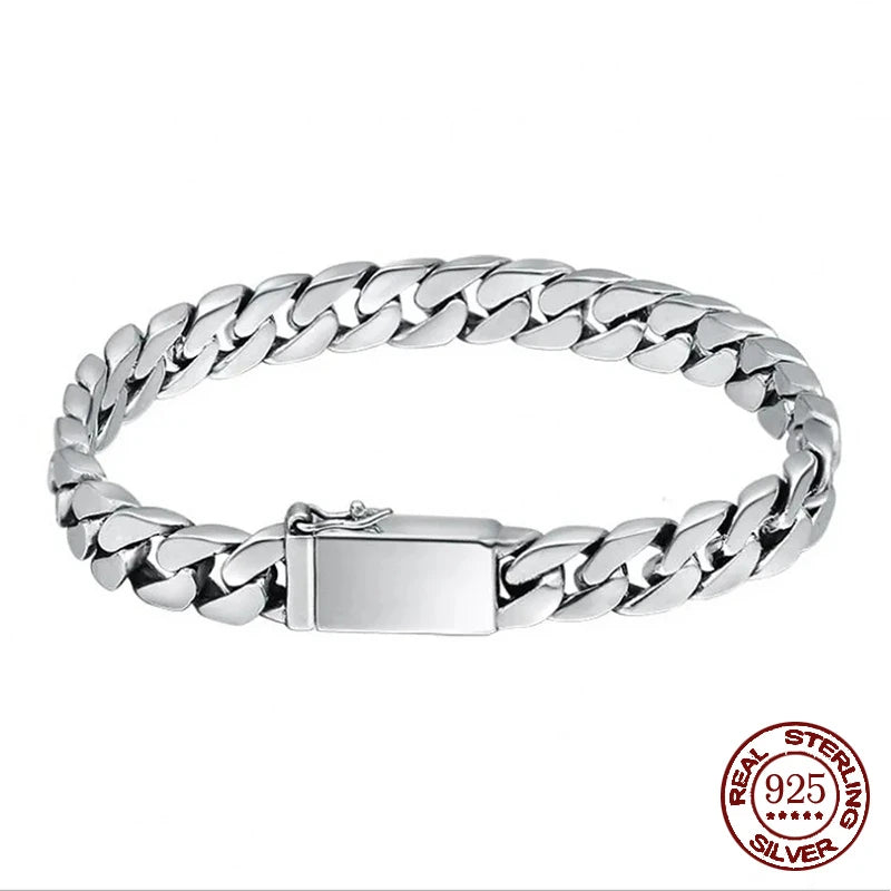 100% S925 Sterling Silver Necklace 7MM 8MM 10MM Punk 925 Silver Chains Original Certified Jewelry Gifts - Madeinsea©