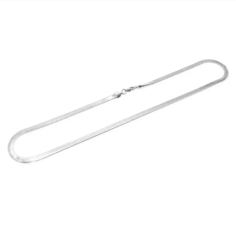 MKENDN Fashion Unisex 5mm Snake Chain Women Necklace Choker Stainless Steel Gold Plated Chain Necklace For Women Jewelry