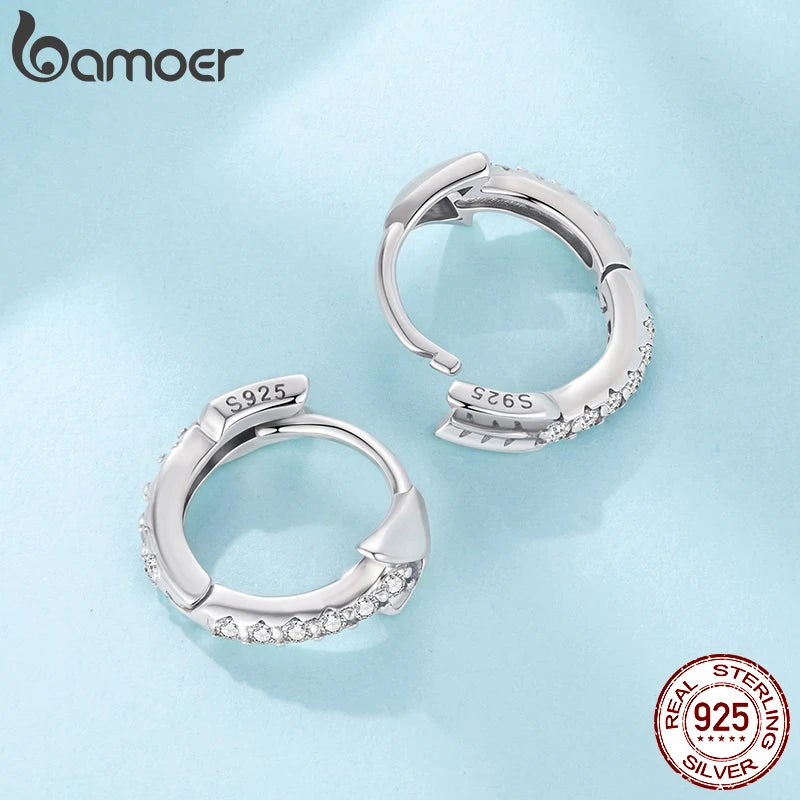 BAMOER Retro-Ohrringe mit Pfeilmotiv aus 925er Sterlingsilber für Damen, oxidierte Zirkonia-Ohrringe, originelles Schmuckgeschenk