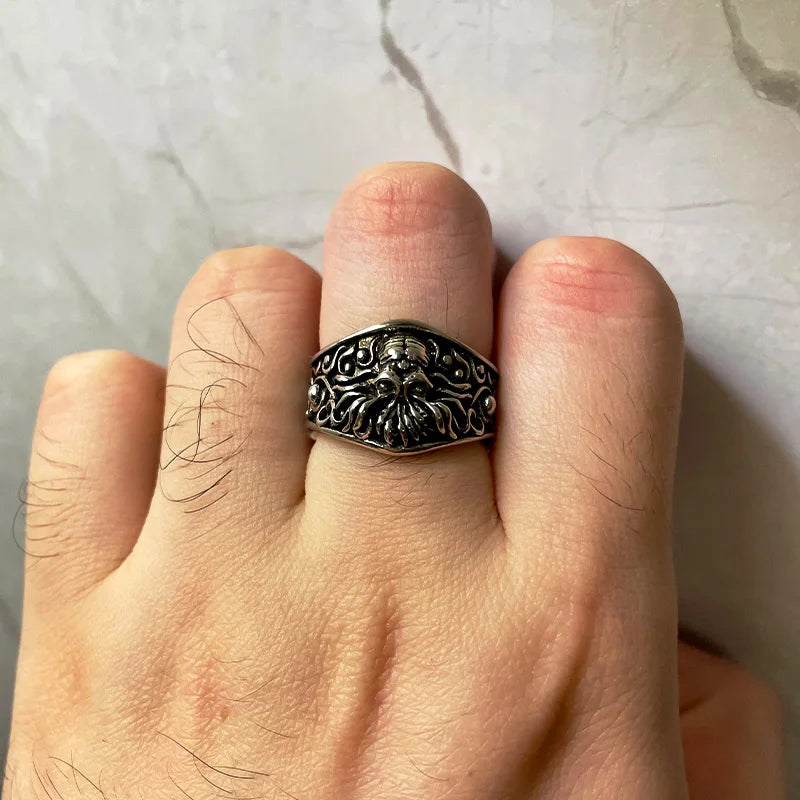 Retro Cthulhu Ring For Men Silver Color Punk Gothic Rock Hiphop Ring Handmade Designer Jewelry Biker Accessories Creative Gift