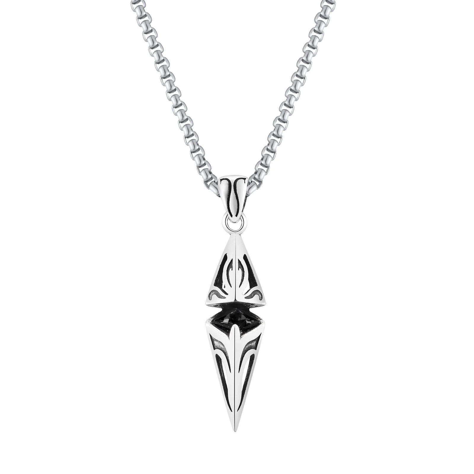 Colliers élégants Vnox en pierre bleue pour hommes, pendentif géométrique cubique en acier inoxydable, bijoux de cou, cadeaux d'anniversaire pour lui