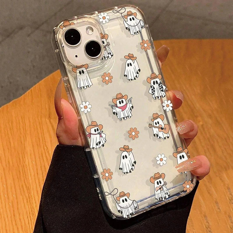 Cute Halloween Pumpkin Ghost Phone Case for Samsung Galaxy S24 S23 Ultra 5G S22 Plus S21FE A15 A35 A55 A14 A34 A54 A33 A53 Cover