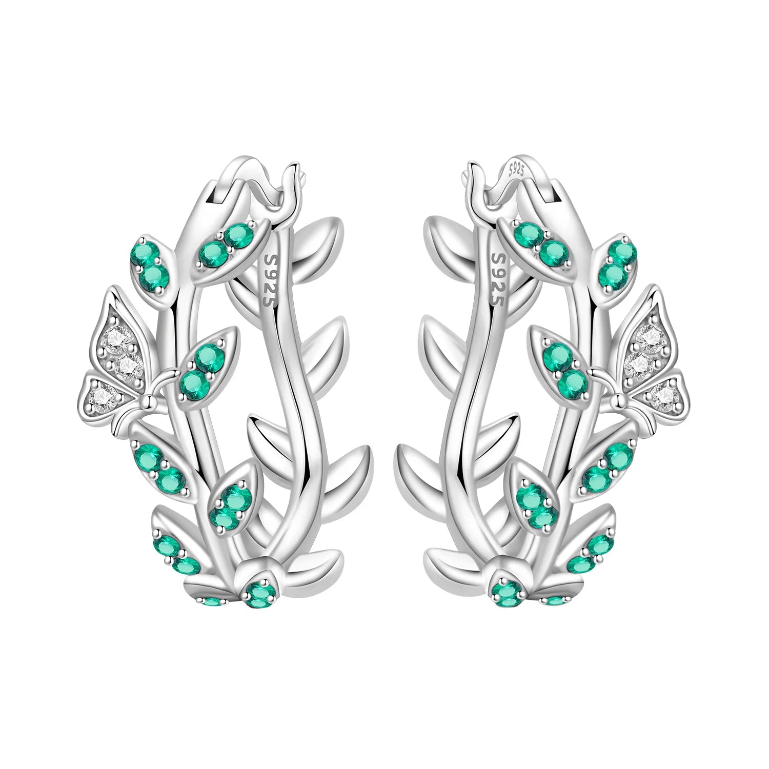 PANPOKI Original 925 Sterling Silver Blue Iris Flower Earrings Women Hoop Earring Anniversary Jewelry Trendy Gifts