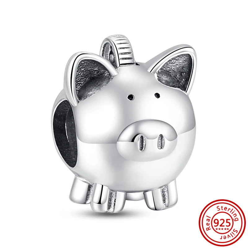 Authentic 100% 925 Sterling Silver Fit Original Pantaro Charms Bracelet Heart Round Style Simple Beads Women DIY Jewelry Making