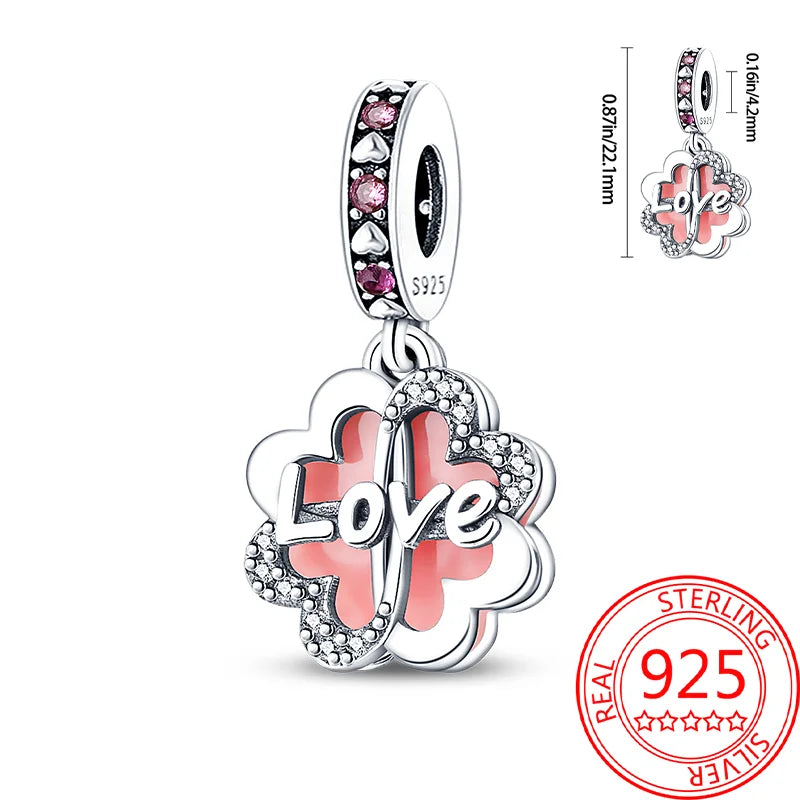 925 Sterling Silver Charm Green Monstera Leaves Charm Fit Bracelet Original Charm Bead for Women Jewelry DIY Making Fine Gift