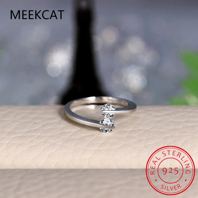 2024 New Real 925 Sterling Silver D Color Moissanite Finger Rings Trendy Adjustable Ring For Women Wedding Fine Jewelry